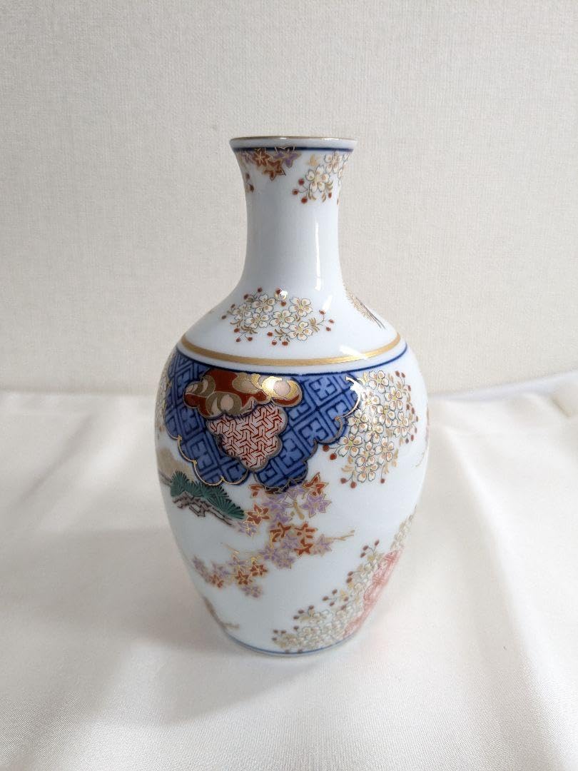 其泉窯　有田焼　春秋文 陶器花瓶 其泉窯 有田焼 賞美堂 春秋文 【半酒器(徳利1客・盃2客